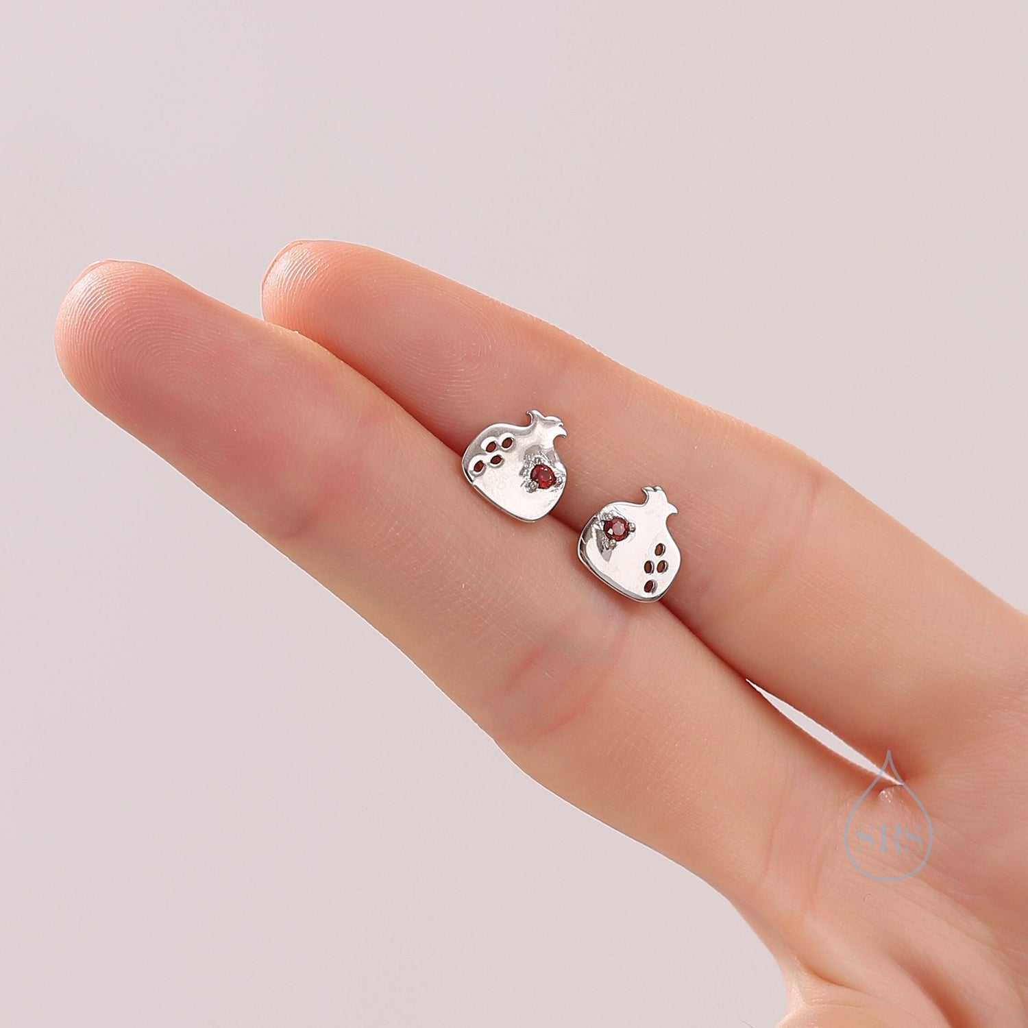 Pomegranate Fruit Stud Earrings in Sterling Silver - Fruit Earrings - Cute Fruit Earrings - Cute, Fun, Whimsical