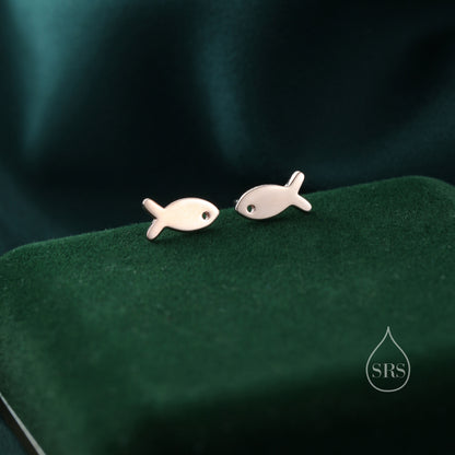 Tiny Fish Stud Earrings in Sterling Silver, Silver, Gold or Rose Gold, Small Fish Earrings, Cute Fish Earrings