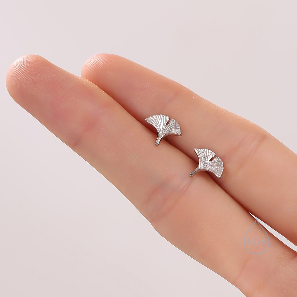 Tiny Ginkgo Leaf Stud Earrings in Sterling Silver, Silver, Gold or Rose Gold, Small Leaf Earrings, Cute Leaf Earrings