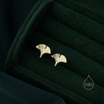 Tiny Ginkgo Leaf Stud Earrings in Sterling Silver, Silver, Gold or Rose Gold, Small Leaf Earrings, Cute Leaf Earrings