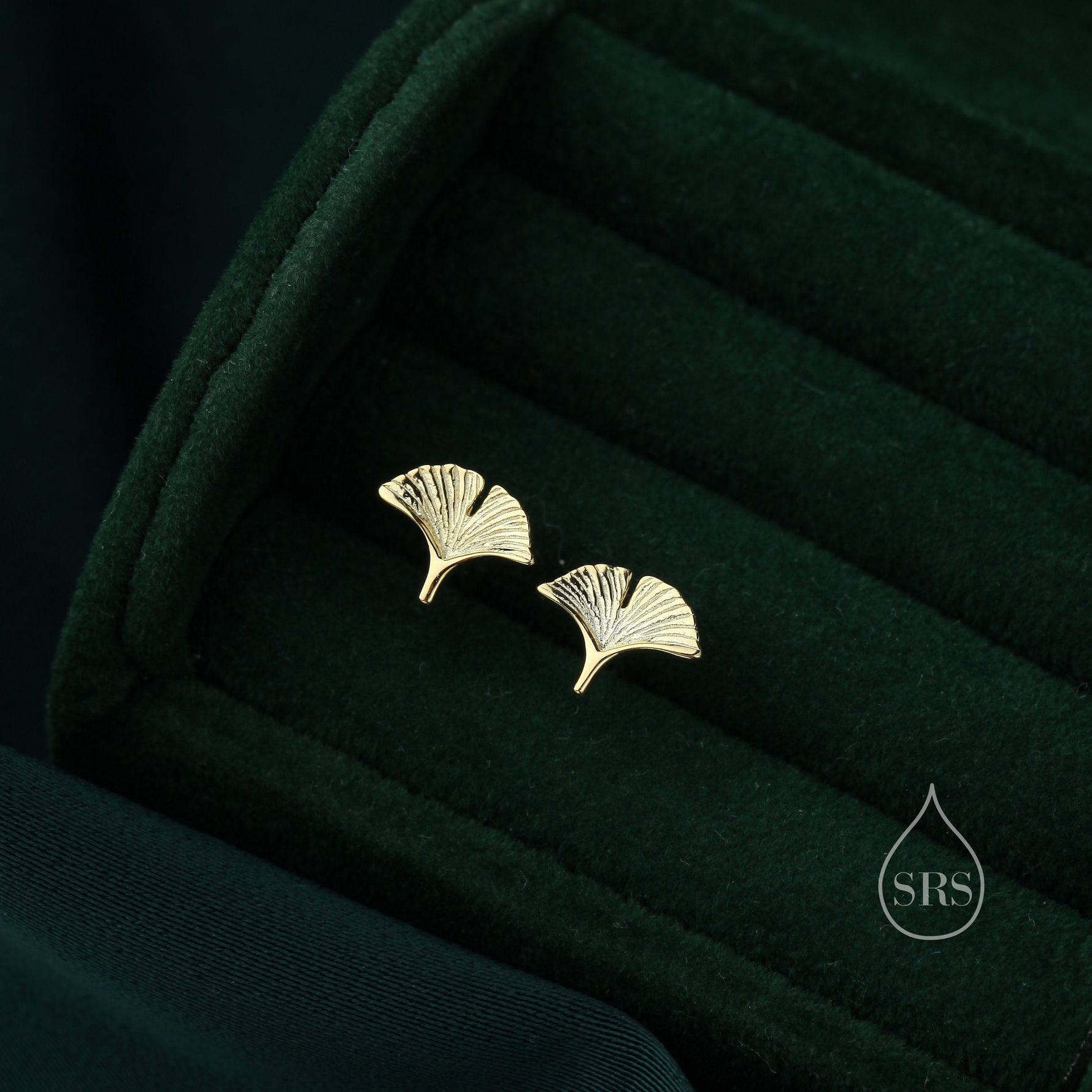 Tiny Ginkgo Leaf Stud Earrings in Sterling Silver, Silver, Gold or Rose Gold, Small Leaf Earrings, Cute Leaf Earrings