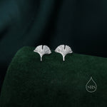 Tiny Ginkgo Leaf Stud Earrings in Sterling Silver, Silver, Gold or Rose Gold, Small Leaf Earrings, Cute Leaf Earrings