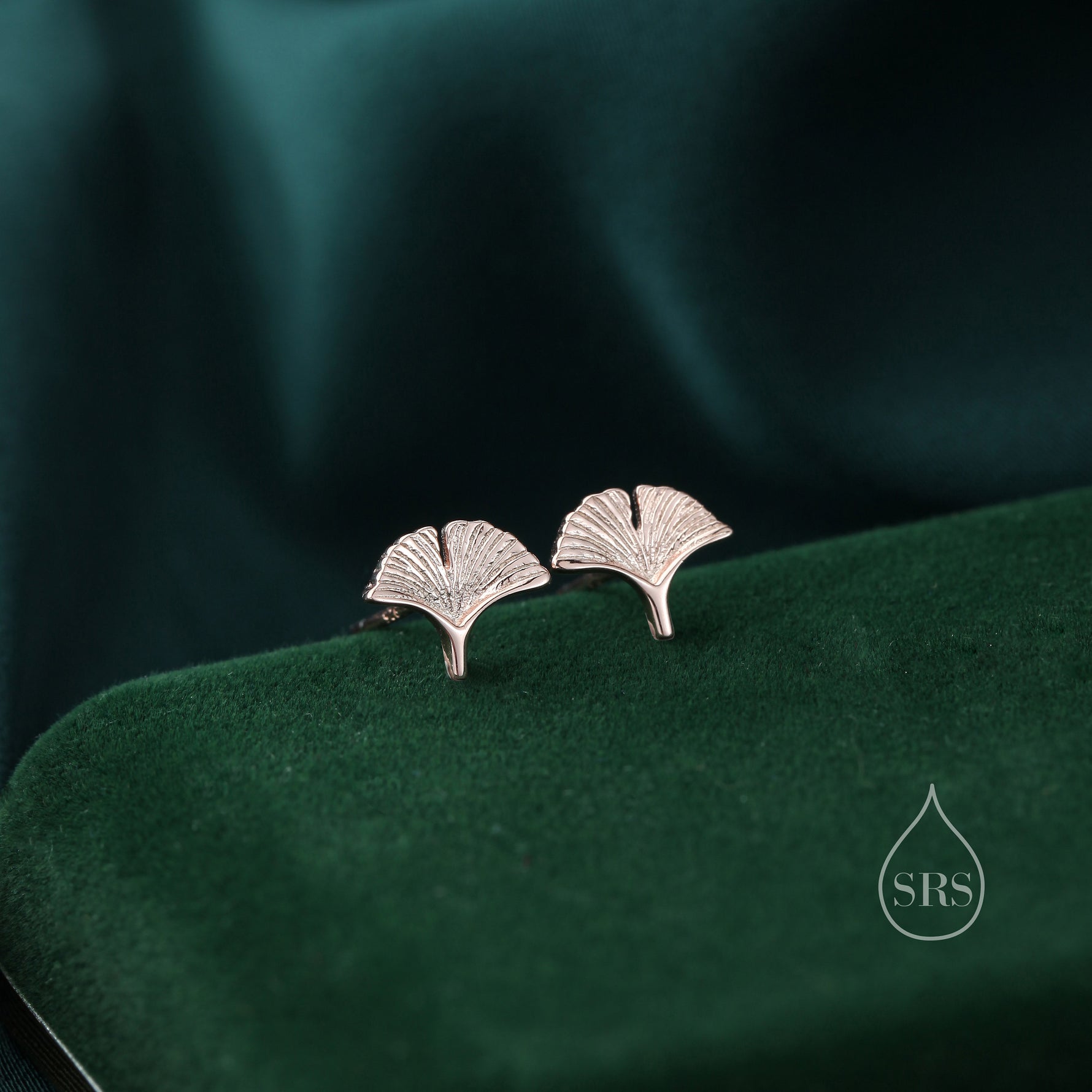 Tiny Ginkgo Leaf Stud Earrings in Sterling Silver, Silver, Gold or Rose Gold, Small Leaf Earrings, Cute Leaf Earrings