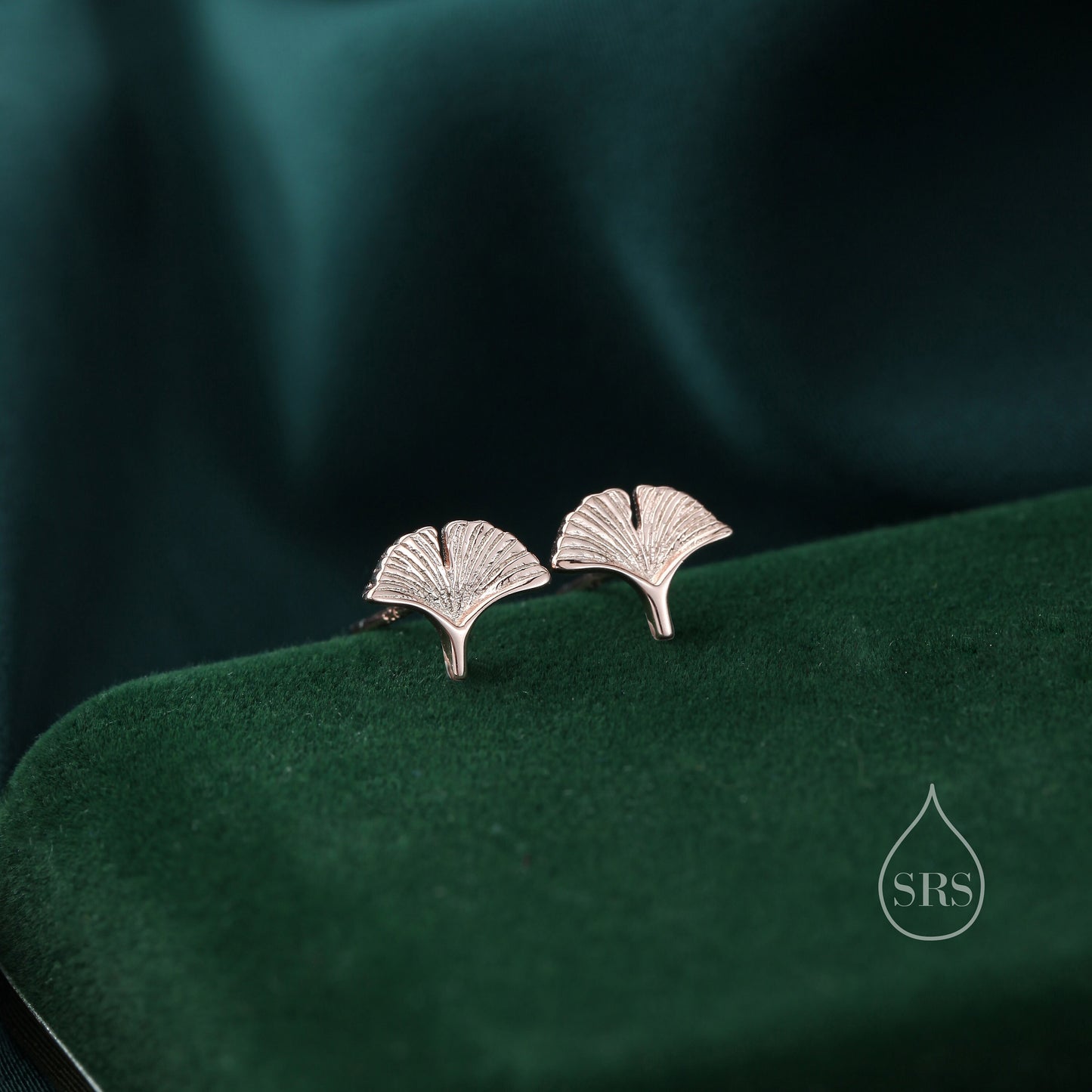 Tiny Ginkgo Leaf Stud Earrings in Sterling Silver, Silver, Gold or Rose Gold, Small Leaf Earrings, Cute Leaf Earrings