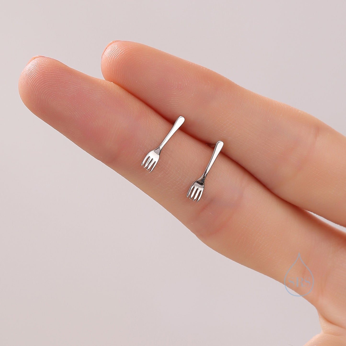 Tiny Little Fork Stud Earrings in Sterling Silver, Silver, Gold or Rose Gold, Small Fork Earrings, Cute Fork Earrings