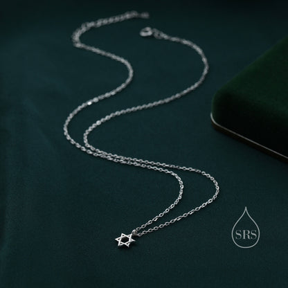 Tiny Star of David Pendant Necklace in Sterling Silver, Extra Small Star of David Necklace, Silver Star Necklace