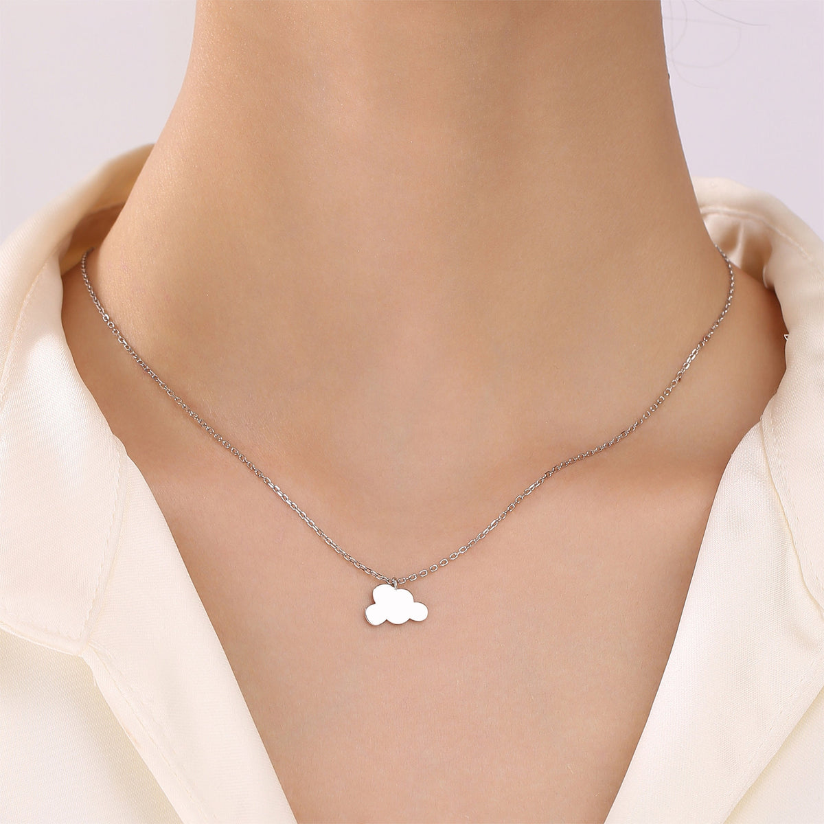 Small Cloud Pendant Necklace in Sterling Silver, Cloud Necklace, Tiny Could Necklace, Silver Cloud Necklace