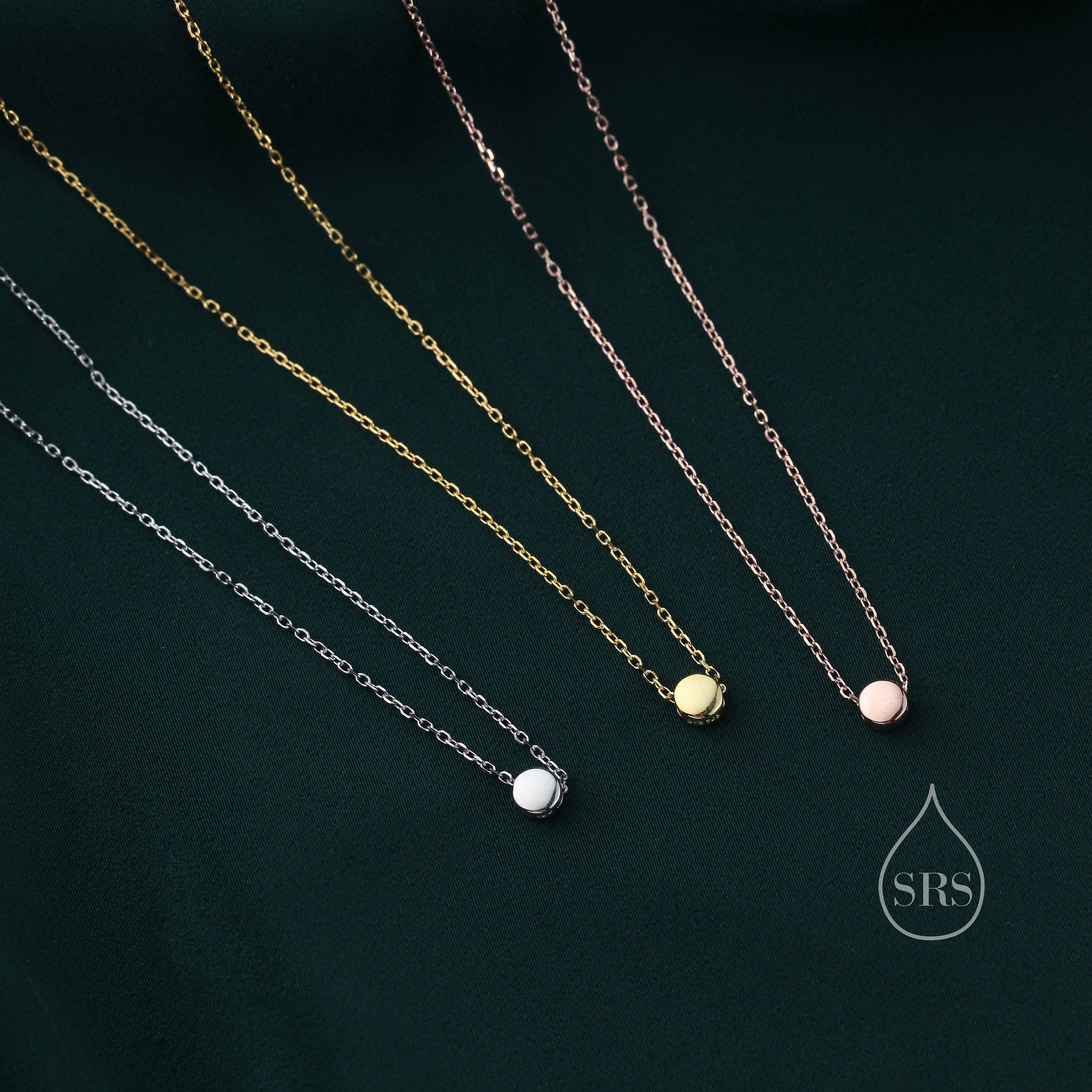 Tiny Little Dot Pendant Necklace in Sterling Silver, Silver, Gold or Rose Gold, Extra Small Pebble Necklace, Silver Disk Necklace