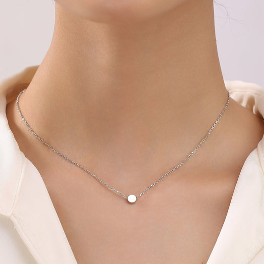 Tiny Little Dot Pendant Necklace in Sterling Silver, Silver, Gold or Rose Gold, Extra Small Pebble Necklace, Silver Disk Necklace