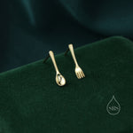 Mismatched Fork and Spoon Stud Earrings in Sterling Silver, Silver, Gold or Rose Gold, Fork and Spoon Earrings, Cute Earrings
