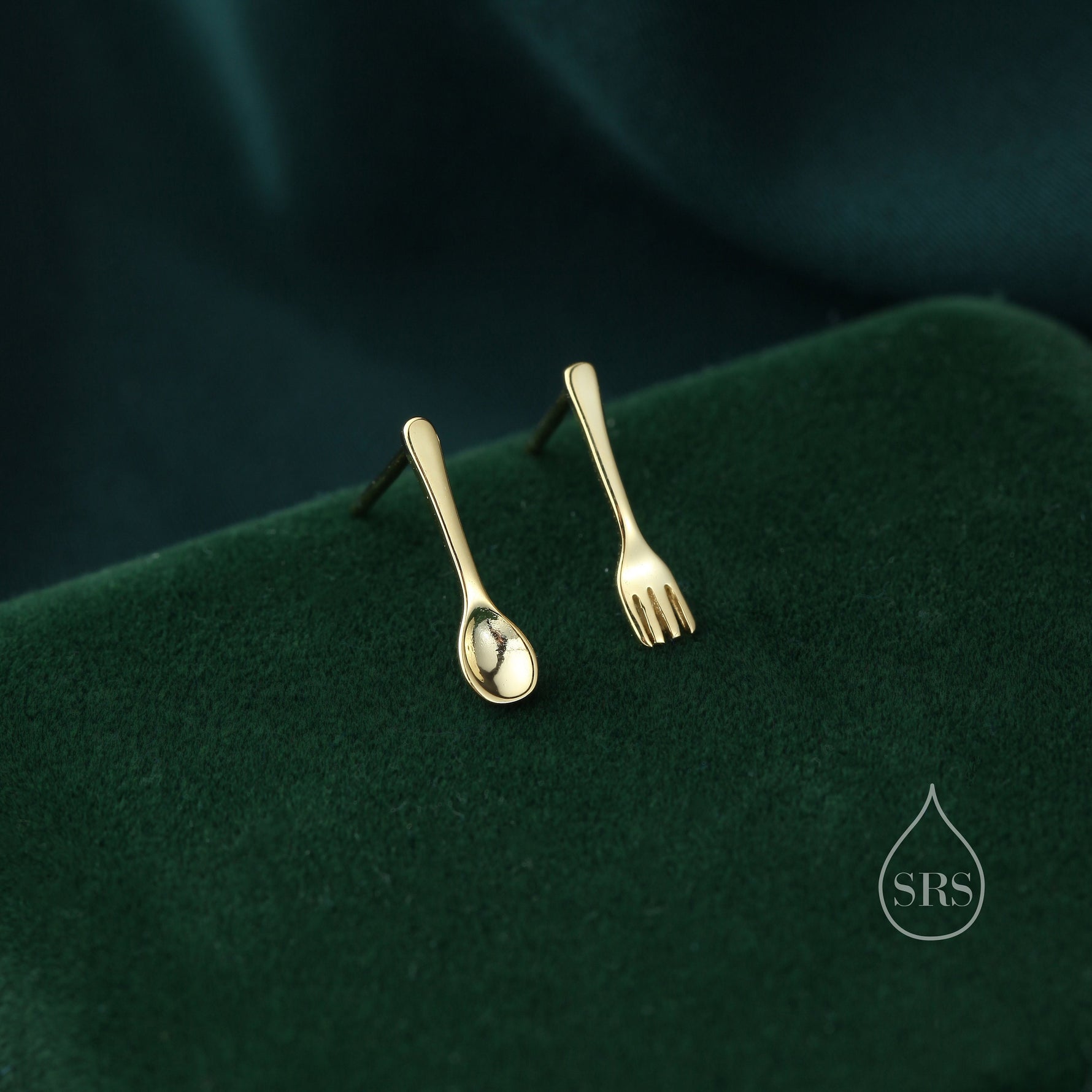 Mismatched Fork and Spoon Stud Earrings in Sterling Silver, Silver, Gold or Rose Gold, Fork and Spoon Earrings, Cute Earrings