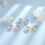 Opal Leaf Huggie Hoop Earrings in Sterling Silver, Silver or Gold or Rose Gold, White Opal Marquise or Green Opal Hoop Earrings