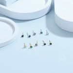 Extra Tiny CZ Droplet Stud Earrings in Sterling Silver, Silver or Gold, 5 colors