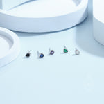 Extra Tiny CZ Droplet Stud Earrings in Sterling Silver, Silver or Gold, 5 colors