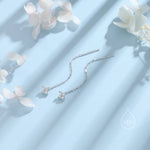 Hydrangea Flower CZ Threader Earrings in Sterling Silver, Silver or Gold, Four Dot Crystal Ear Threaders, Flower CZ Earrings