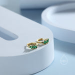 Baguette CZ Cluster Huggie Hoop in Sterling Silver, Silver or Gold, Geometric Hoop Earrings, Green, Blue, Purple or Clear CZ