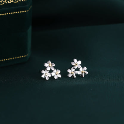 Cherry Blossom Flower Stud Earrings in Sterling Silver, Cherry Blossom Flower Earrings, Daisy Earrings, Flower Bouquets Earrings