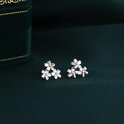 Cherry Blossom Flower Stud Earrings in Sterling Silver,  Cherry Blossom Flower Earrings, Daisy Earrings, Flower Bouquets Earrings