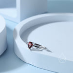 Natural Red Garnet Droplet Ring in Sterling Silver, 4x6mm, Prong Set Pear Cut, Adjustable Size, Genuine Garnet Ring, January Birthstone