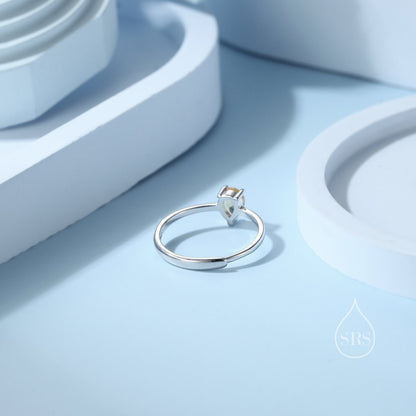 Natural Citrine Droplet Ring in Sterling Silver, 4x6mm, Prong Set Pear Cut, Adjustable Size, Genuine Citrine Ring, November Birthstone