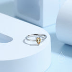 Natural Citrine Droplet Ring in Sterling Silver, 4x6mm, Prong Set Pear Cut, Adjustable Size, Genuine Citrine Ring, November Birthstone