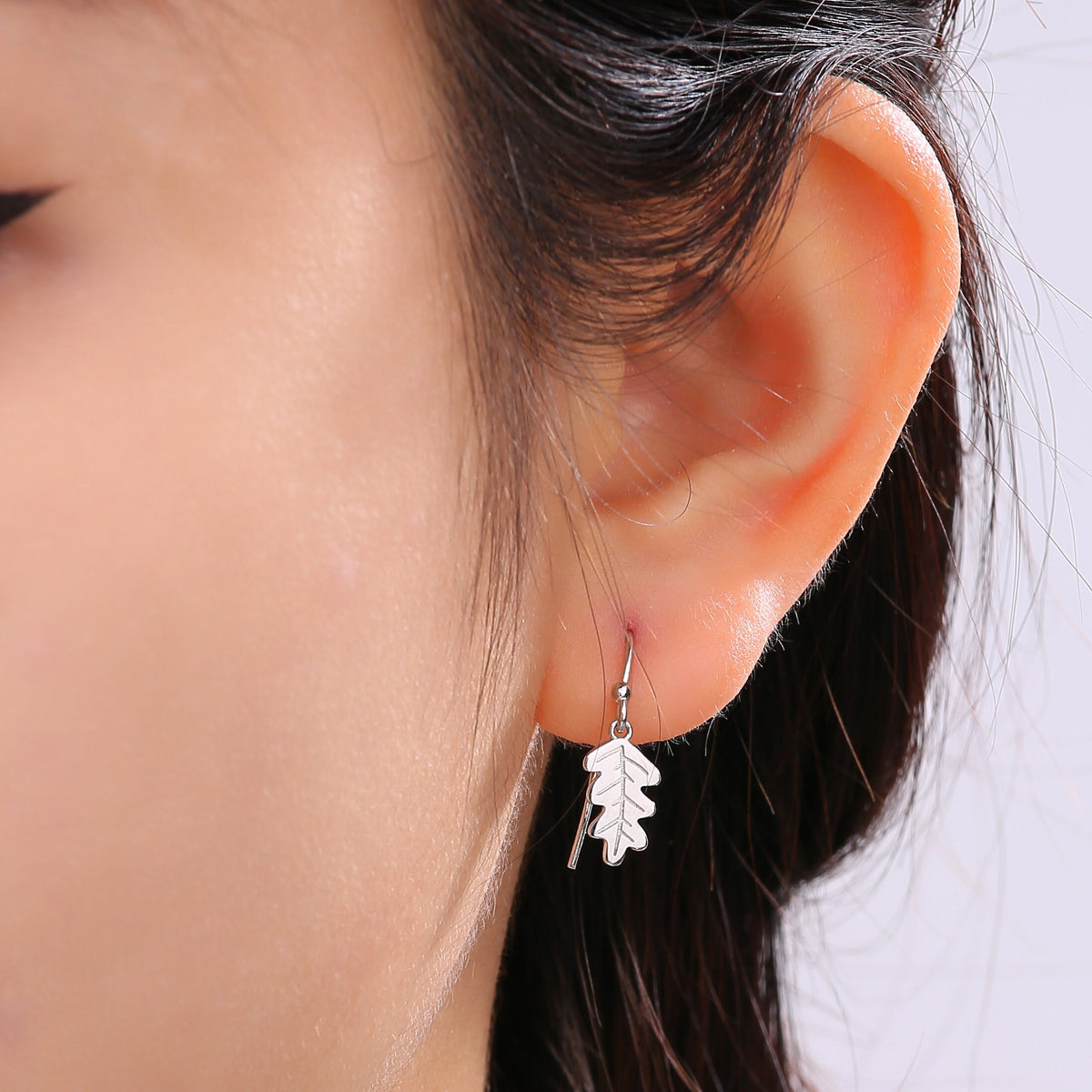 Petite Oak Leaf Hook Earrings
