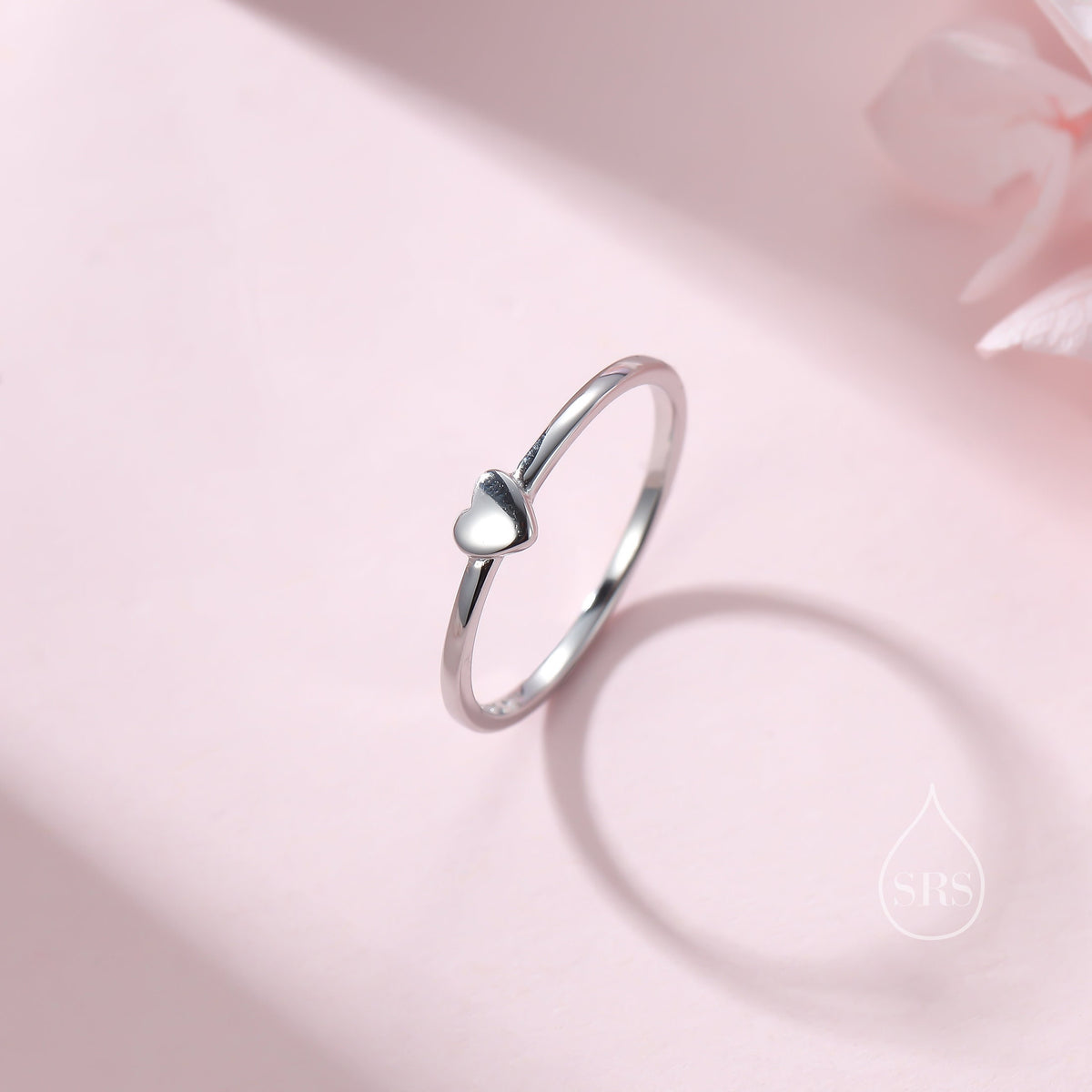 Extra Tiny Heart Ring in Sterling Silver, Silver Heart Ring in US 5 - 8? Sweet Heart Ring, Extra Small Heart Ring