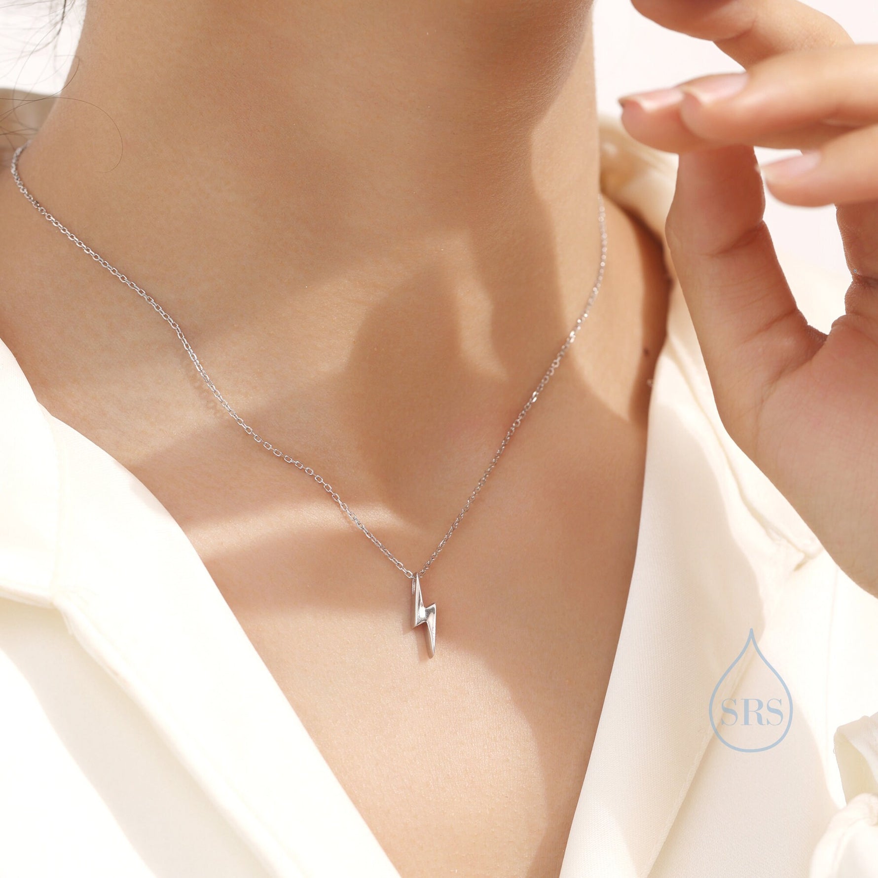 Tiny Lightning Bolt Pendant Necklace in Sterling Silver, Cute Bolt Necklace, Small Lightning Bolt Necklace