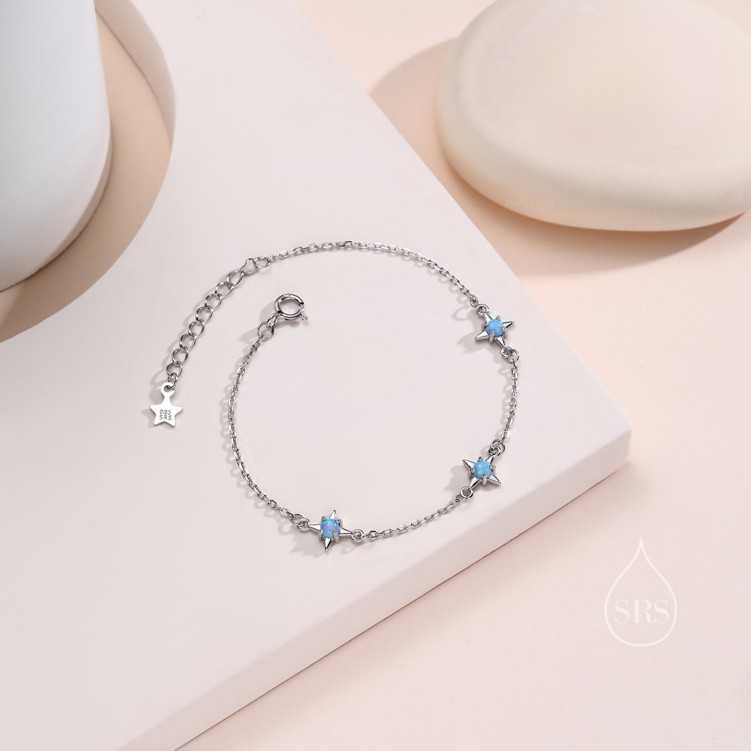 Opal & Moonstone Starburst Trio Charm Bracelet