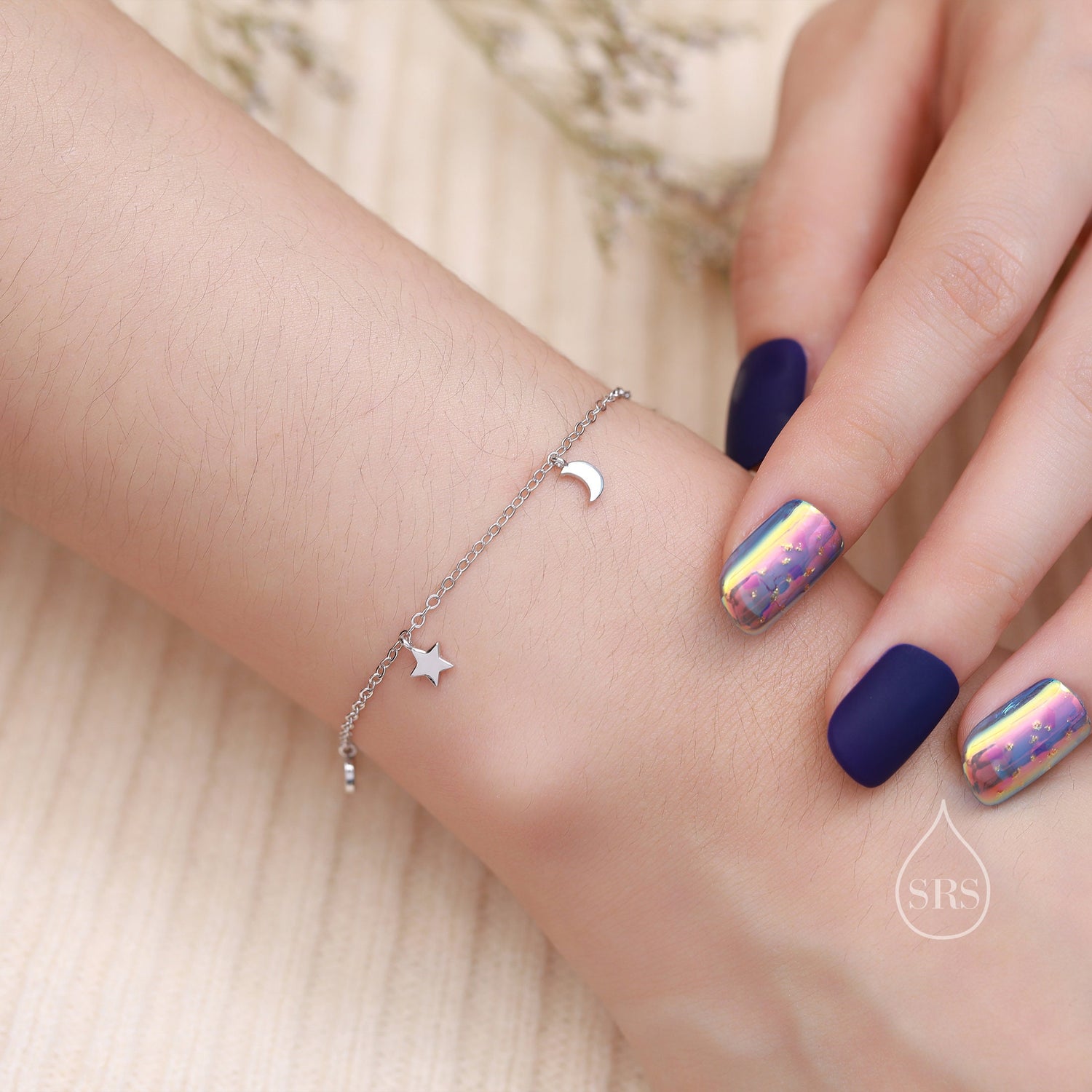 Moon & Star Dangle Station Bracelet