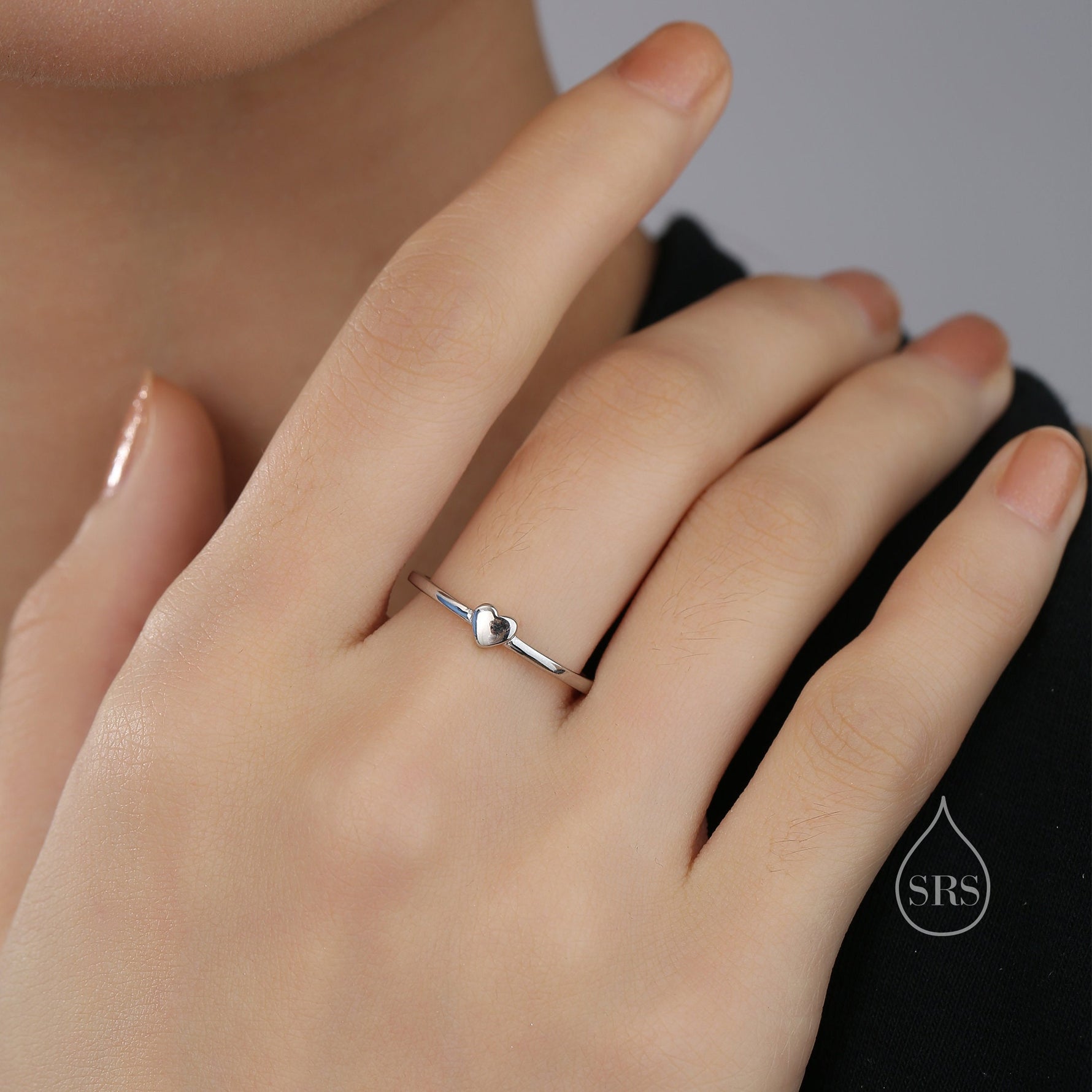 Extra Tiny Heart Ring in Sterling Silver, Silver Heart Ring in US 5 - 8? Sweet Heart Ring, Extra Small Heart Ring