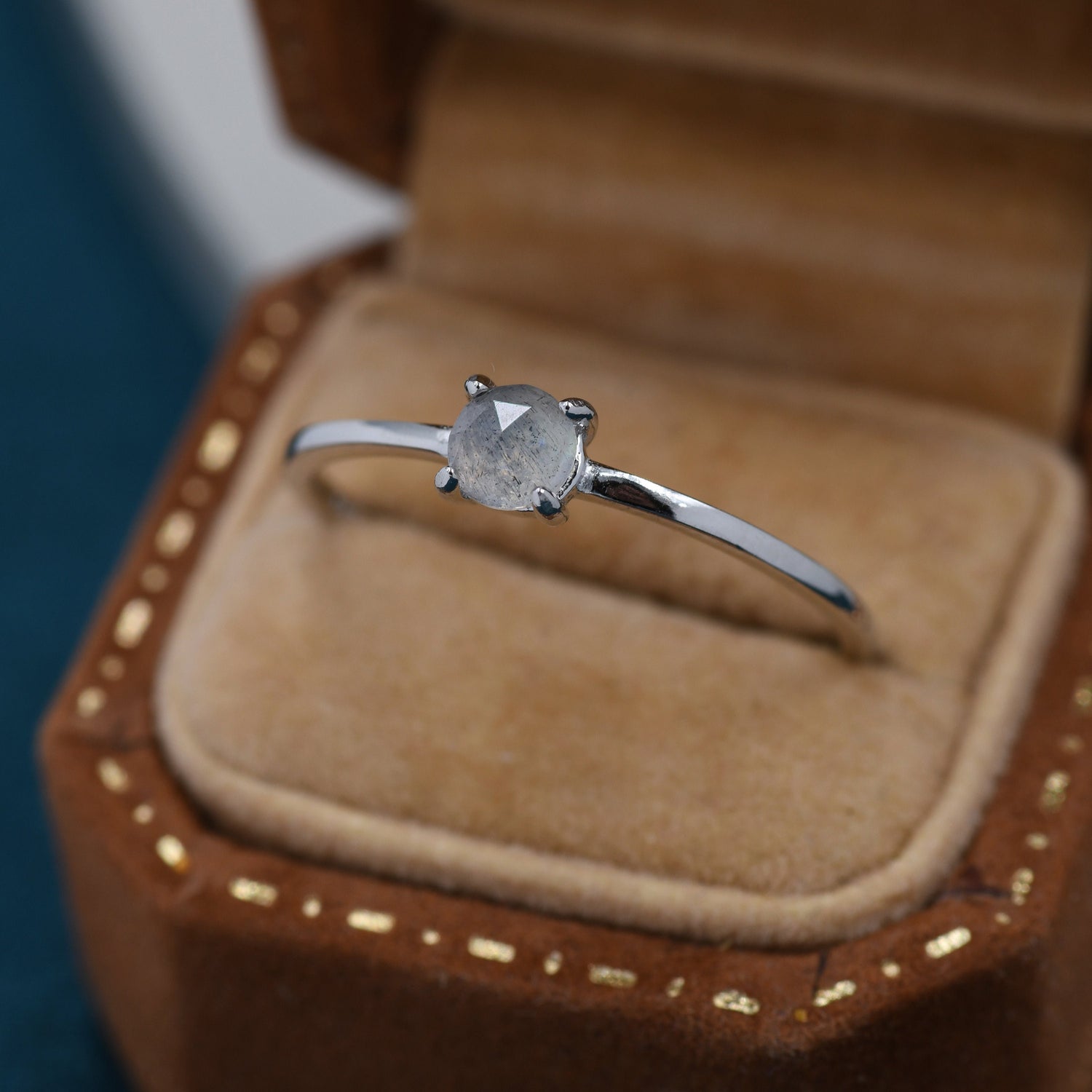 Labradorite Rose Cut Gemstone Ring