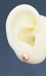 Sterling Silver Genuine Pink Baroque Pearl Stud Earrings, 8mm, Natural Pearl Earrings, Irregular Shape Keshi Pearl Earrings