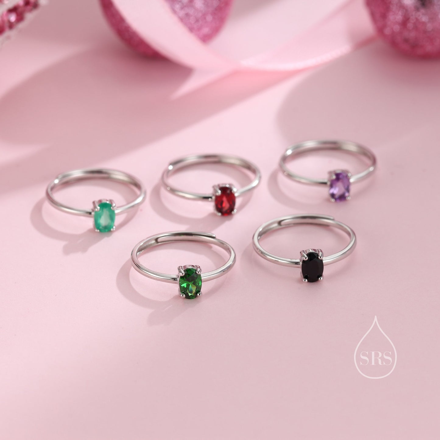 Natural Amethyst Oval Ring in Sterling Silver, 4x6mm, Prong Set Oval Cut, Adjustable Size, Genuine Amethyst Ring, February Birthstone