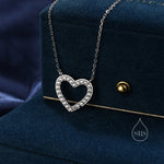 Open Heart CZ Necklace in Sterling Silver, Silver or Gold, Heart Necklace, Sparkly CZ Necklace