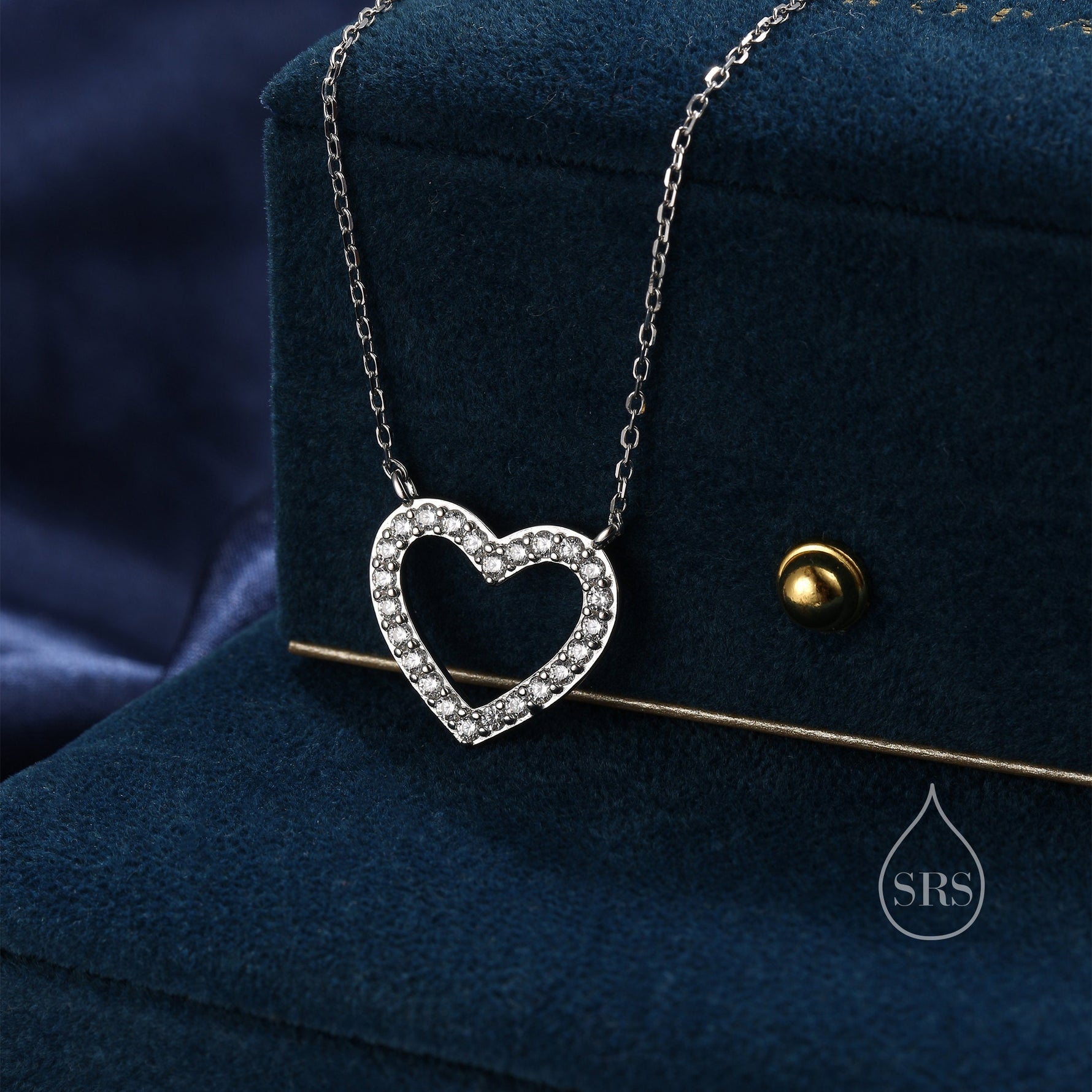 Open Heart CZ Necklace in Sterling Silver, Silver or Gold, Heart Necklace, Sparkly CZ Necklace