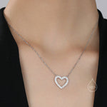 Open Heart CZ Necklace in Sterling Silver, Silver or Gold, Heart Necklace, Sparkly CZ Necklace