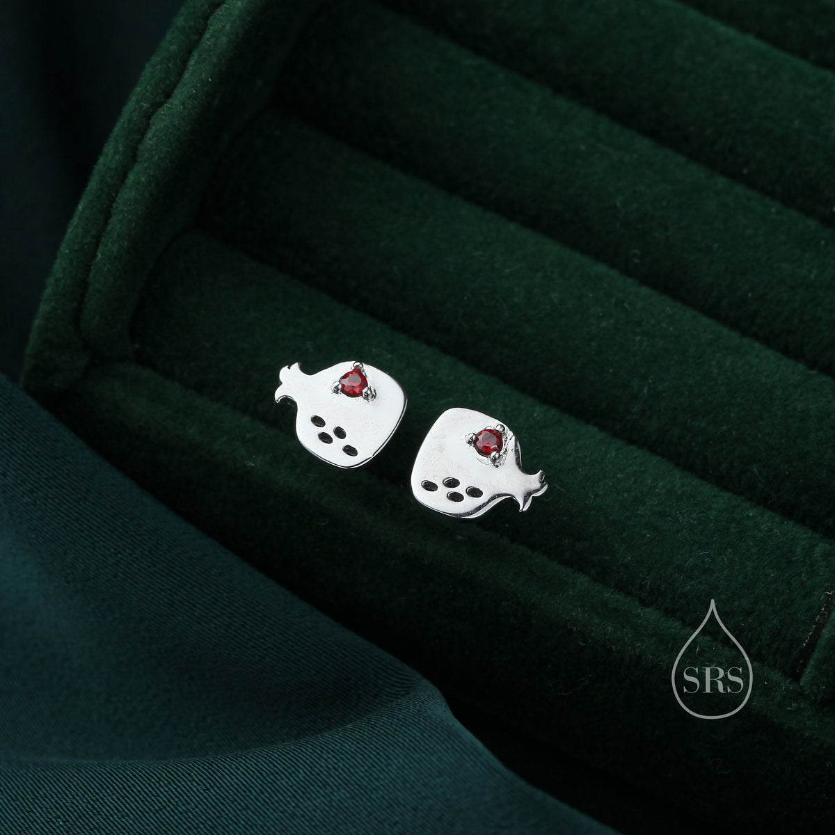 Pomegranate Fruit Stud Earrings in Sterling Silver - Fruit Earrings - Cute Fruit Earrings - Cute, Fun, Whimsical