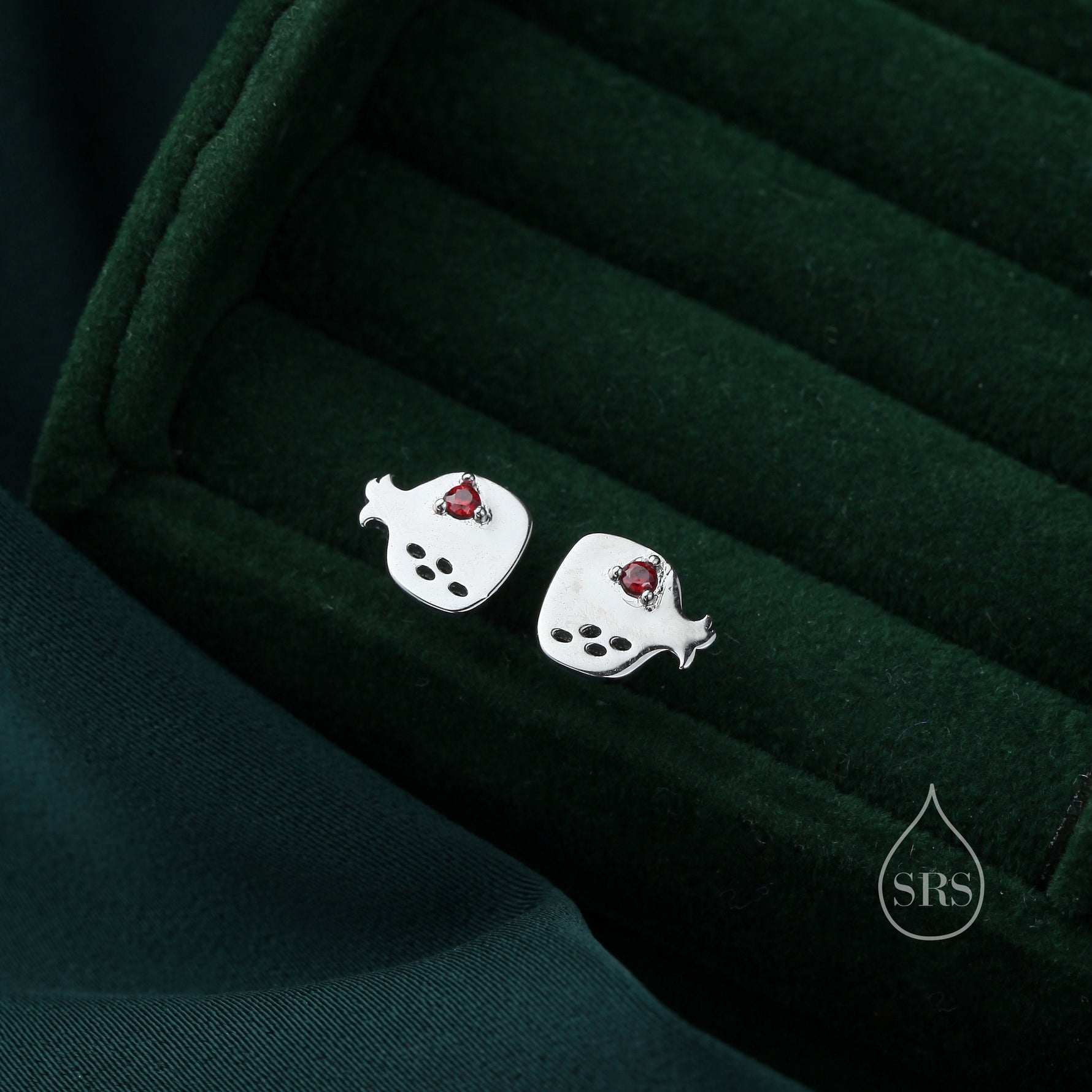 Pomegranate Fruit Stud Earrings in Sterling Silver - Fruit Earrings - Cute Fruit Earrings - Cute, Fun, Whimsical