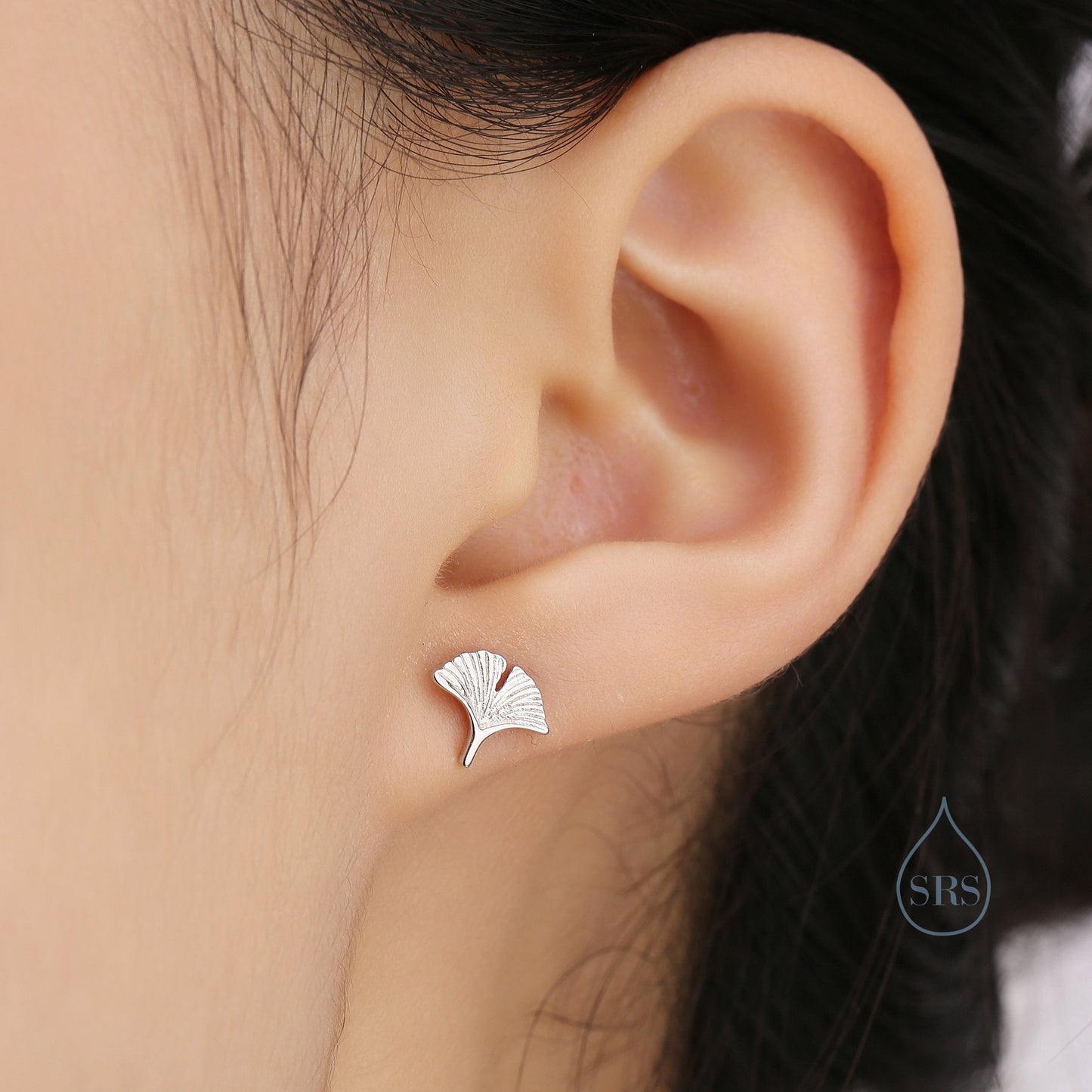 Tiny Ginkgo Leaf Stud Earrings in Sterling Silver, Silver, Gold or Rose Gold, Small Leaf Earrings, Cute Leaf Earrings