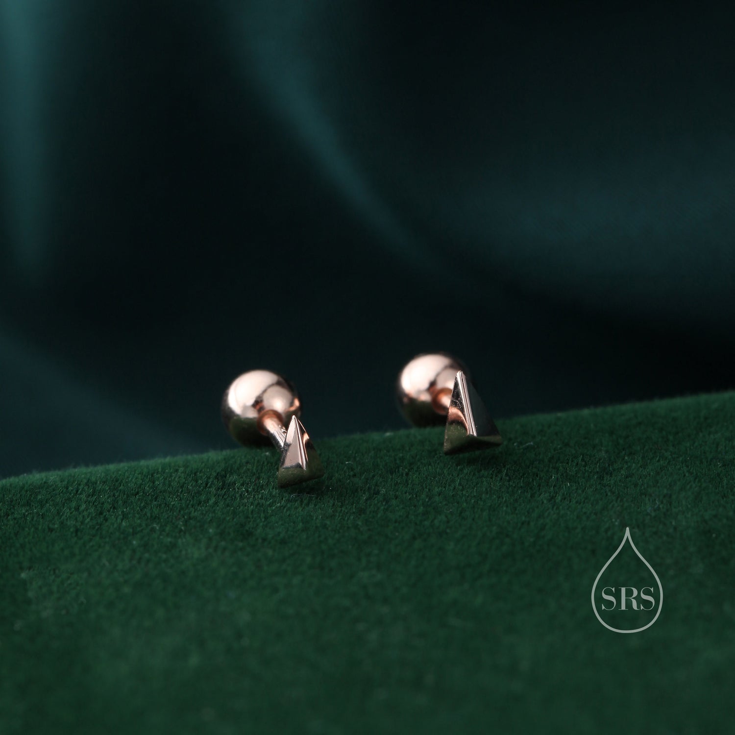 Extra Tiny Triangle Pyramid Screw Back Earrings in Sterling Silver, Silver, Gold or Rose Gold, Small Pyramid Earrings, Geometric Earrings