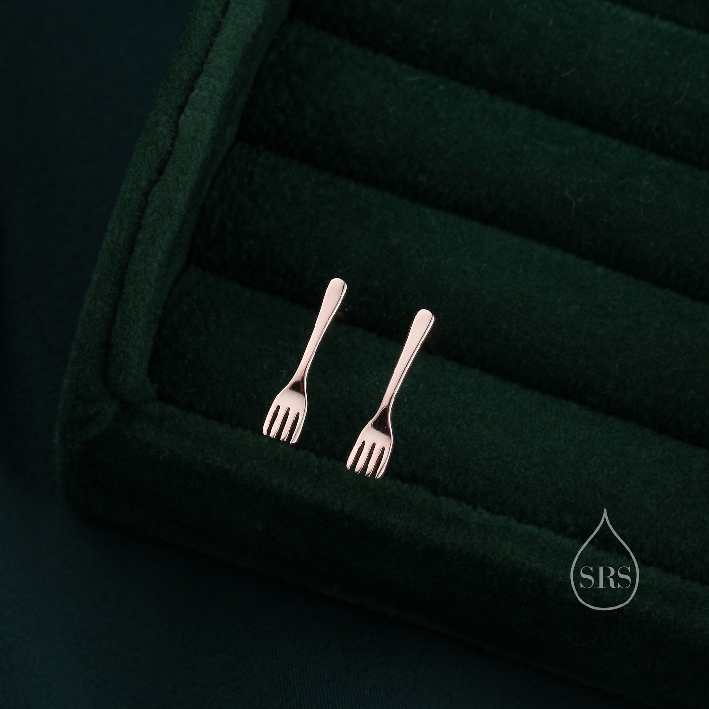 Tiny Little Fork Stud Earrings in Sterling Silver, Silver, Gold or Rose Gold, Small Fork Earrings, Cute Fork Earrings