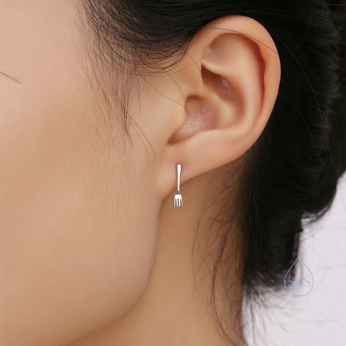 Tiny Little Fork Stud Earrings in Sterling Silver, Silver, Gold or Rose Gold, Small Fork Earrings, Cute Fork Earrings