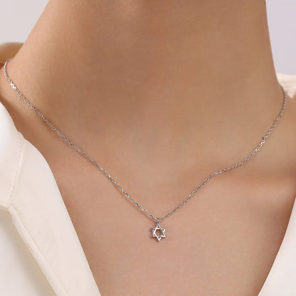 Tiny Star of David Pendant Necklace in Sterling Silver, Extra Small Star of David Necklace, Silver Star Necklace