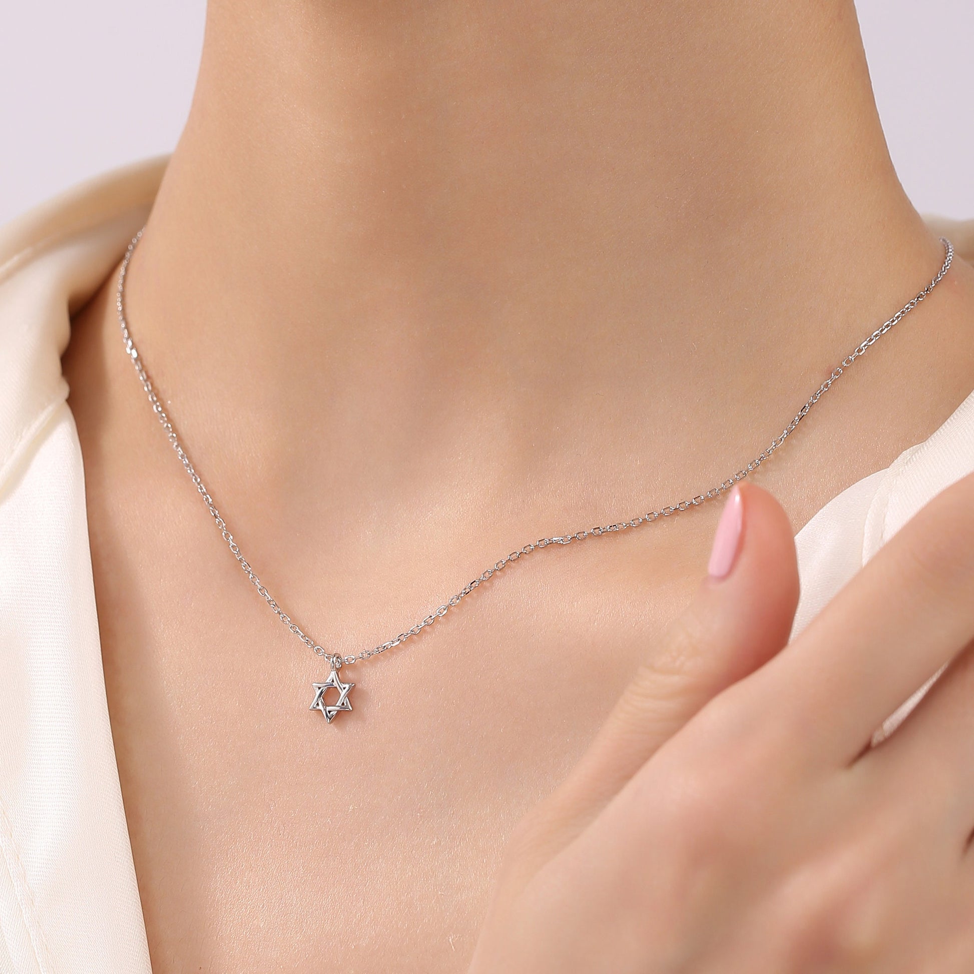 Tiny Star of David Pendant Necklace in Sterling Silver, Extra Small Star of David Necklace, Silver Star Necklace