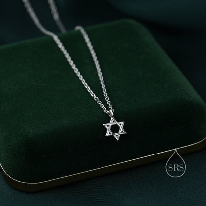 Tiny Star of David Pendant Necklace in Sterling Silver, Extra Small Star of David Necklace, Silver Star Necklace