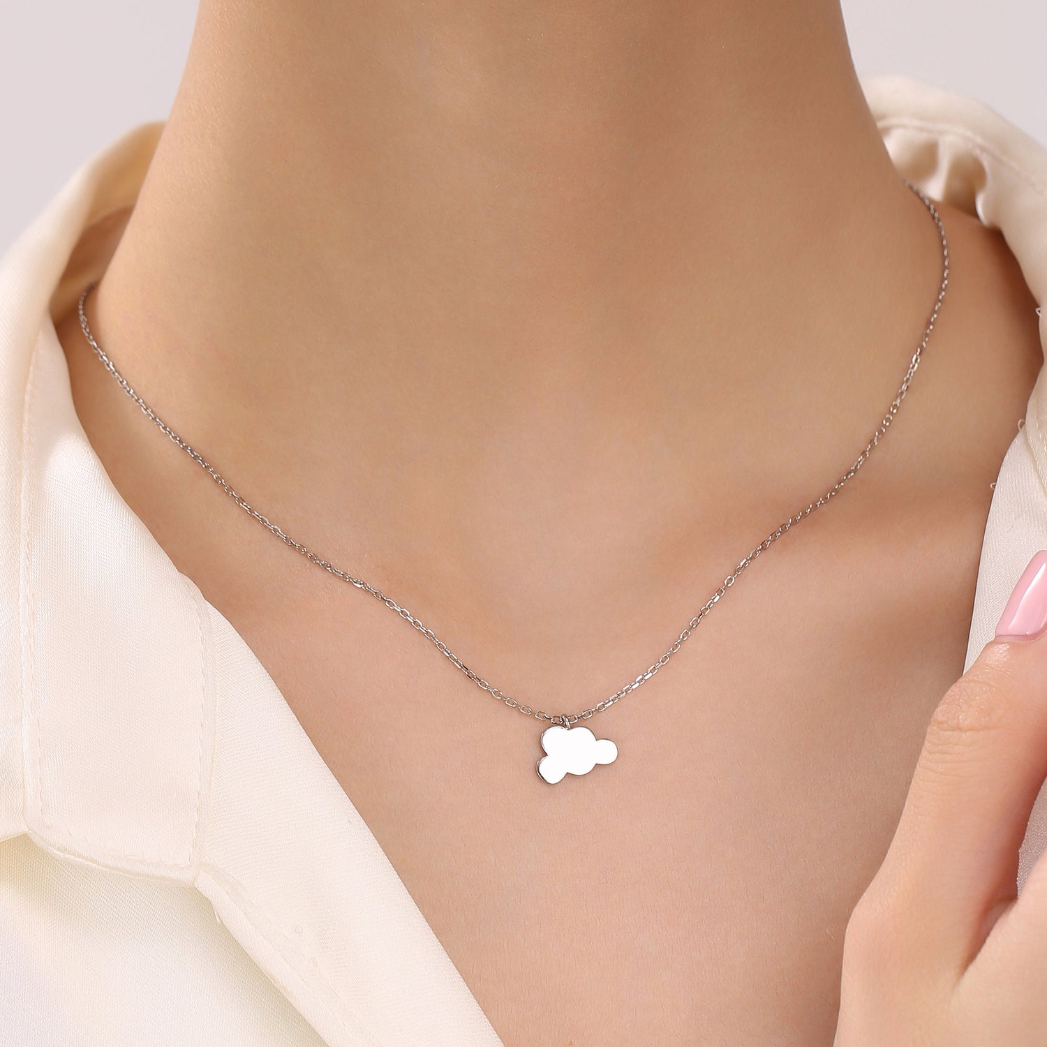 Small Cloud Pendant Necklace in Sterling Silver, Cloud Necklace, Tiny Could Necklace, Silver Cloud Necklace