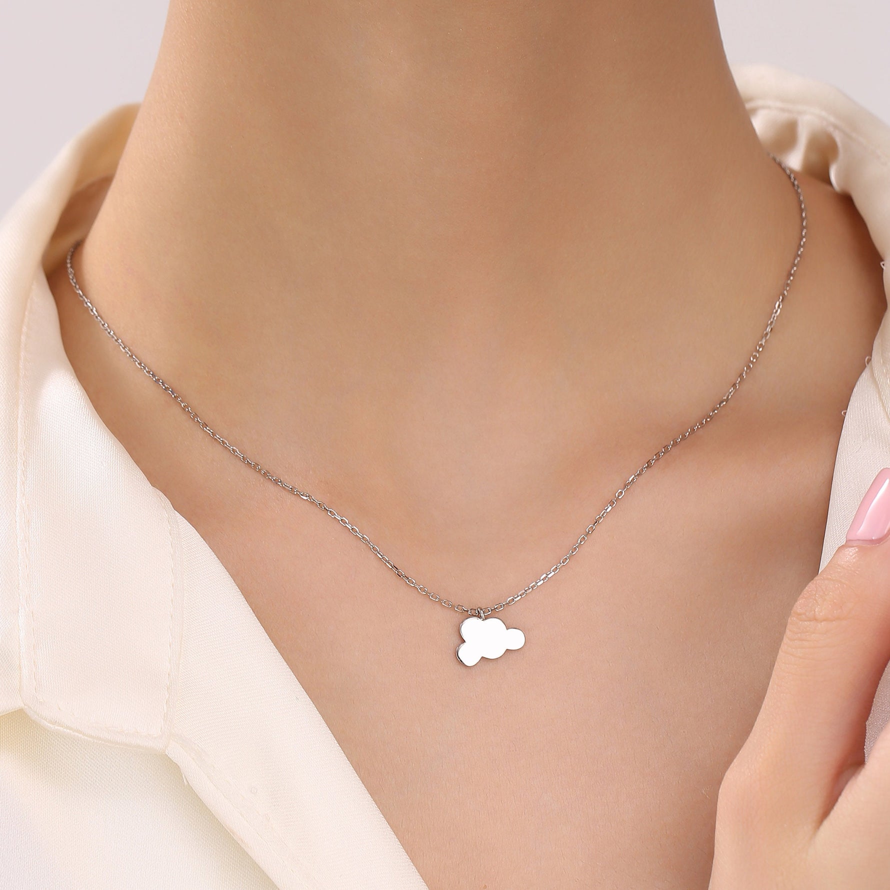 Small Cloud Pendant Necklace in Sterling Silver, Cloud Necklace, Tiny Could Necklace, Silver Cloud Necklace