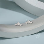 Tiny Flower Bouquet CZ Cluster Stud Earrings in Sterling Silver