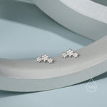 Tiny Flower Bouquet 18G Screw Back Earrings in Sterling Silver
